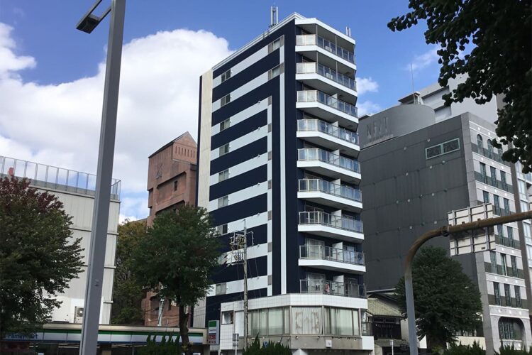 名古屋市東区の賃貸マンション大規模修繕・外壁塗装後の外観西面